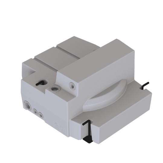 A gray plastic freshwater tank for a Ford Transit van.