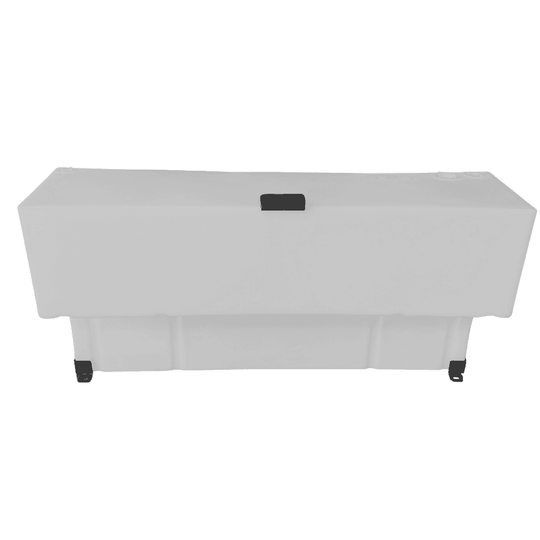 White rectangular 30 Gallon Wheel Well Water Tank (Both Sides) in a white background