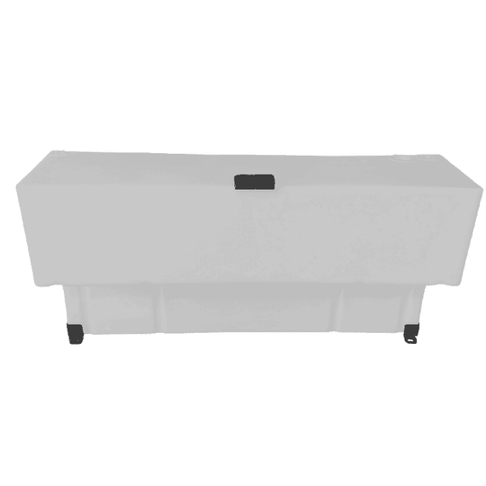 White rectangular 30 Gallon Wheel Well Water Tank (Both Sides) in a white background