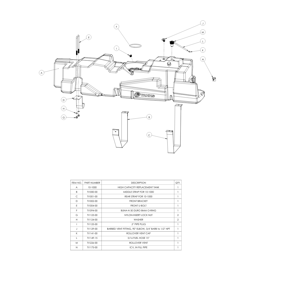 S&B 56 Gallon High-Capacity Fuel Tank for 2011-2016 Ford Powerstroke 6.7L Crew Cab Short Bed