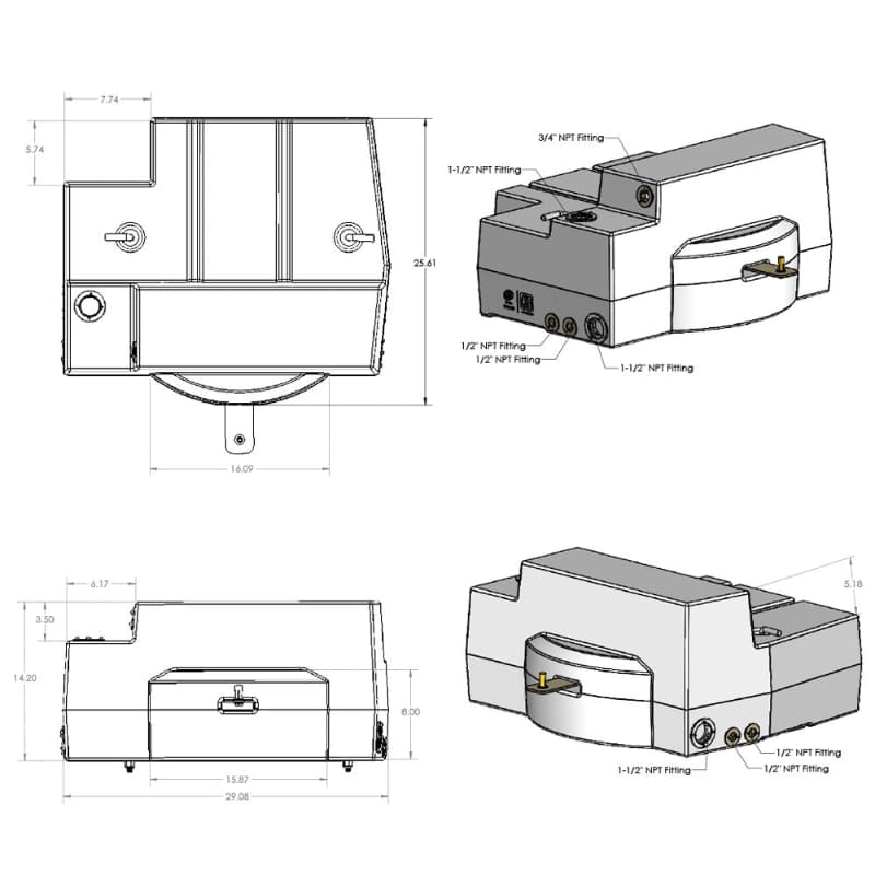 diagram of an 25 Gallon Spare Tire Replacement Fresh/Grey Water Tank For 2015-2025 Ford Transit 130", 148" & 148" EXT_10-3017_