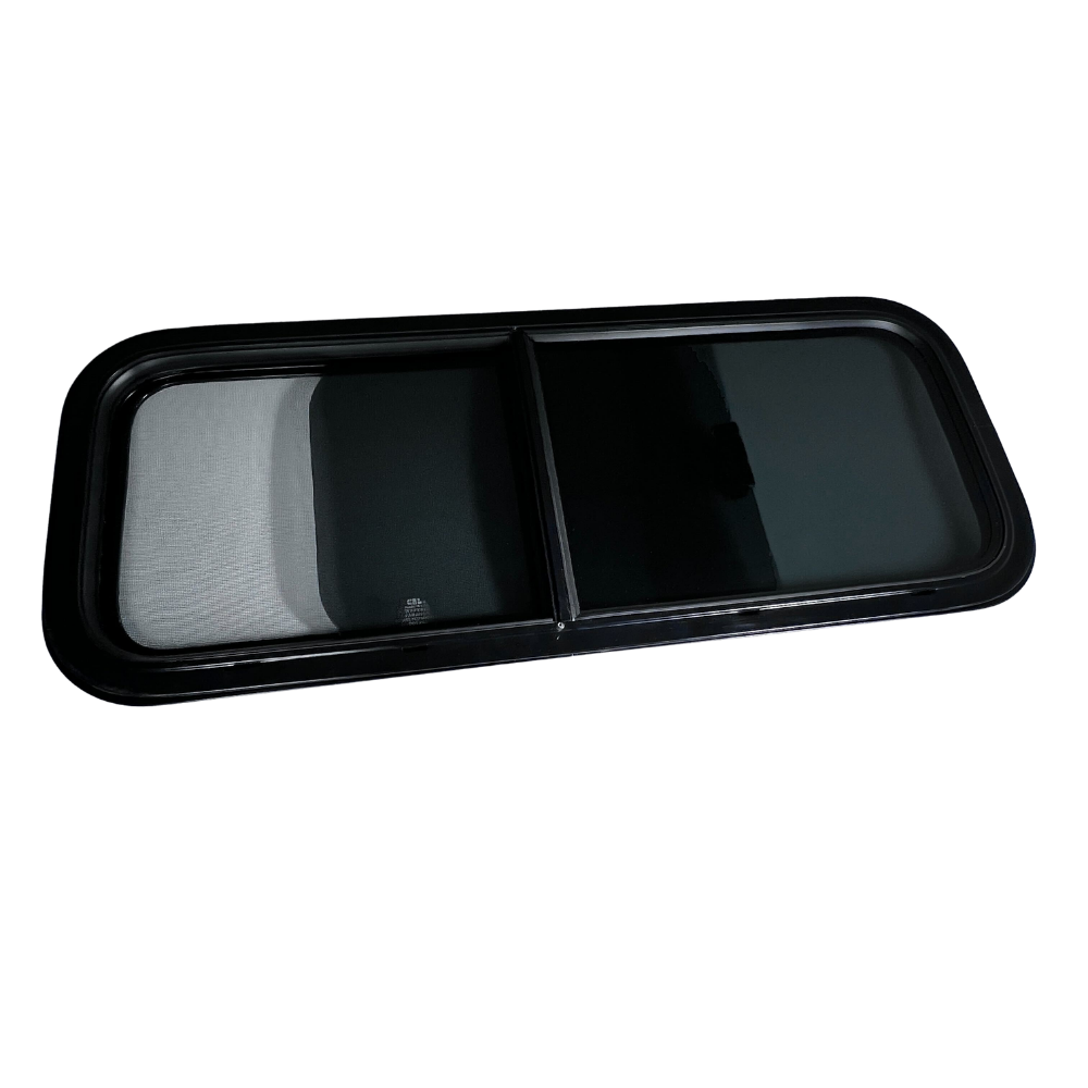 CRL Glass Slider Window w/ Clamp Ring (Passenger Side) for Sprinter Van Wideouts