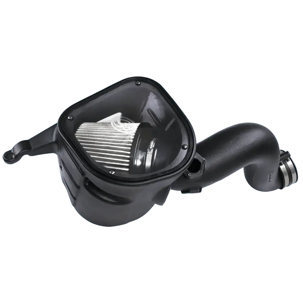 Dry Extendable Cold Air Intake for 2007-2009 Dodge Ram Cummins 6.7L on a white background
