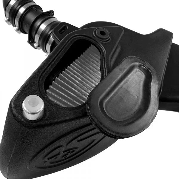 Close up Dry Extendable COLD AIR INTAKE FOR 2005.5-2006 1.9L VW TDI, 2009-2015 VW 2.0L TDI (MK6), 2010-2014 Audi A3 2.0L TDI on a white background
