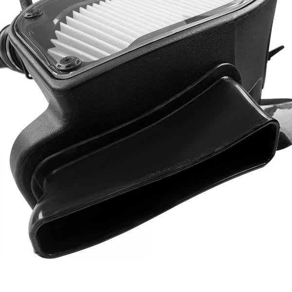 Close up Dry Extendable COLD AIR INTAKE FOR 2005.5-2006 1.9L VW TDI, 2009-2015 VW 2.0L TDI (MK6), 2010-2014 Audi A3 2.0L TDI on a white background
