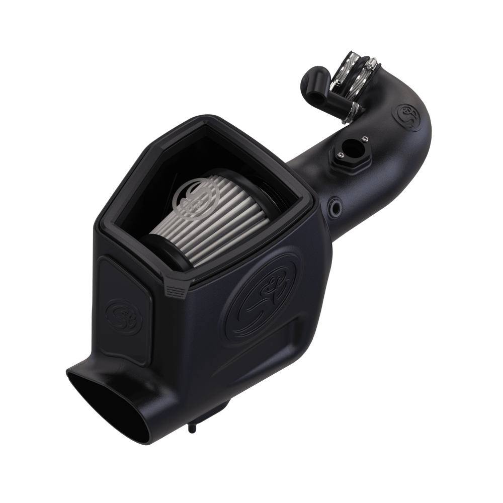 Dry Extendable Cold Air Intake for 2008-2010 Ford Powerstroke 6.4L on a white background