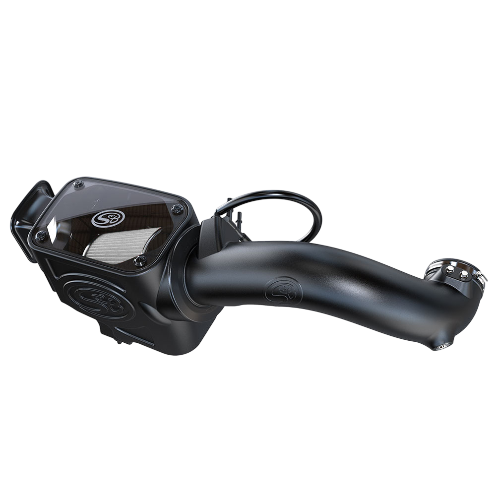 Dry Extendable Cold Air Intake for 2018-2023 Jeep Wrangler 2.0L Turbo on a white background
