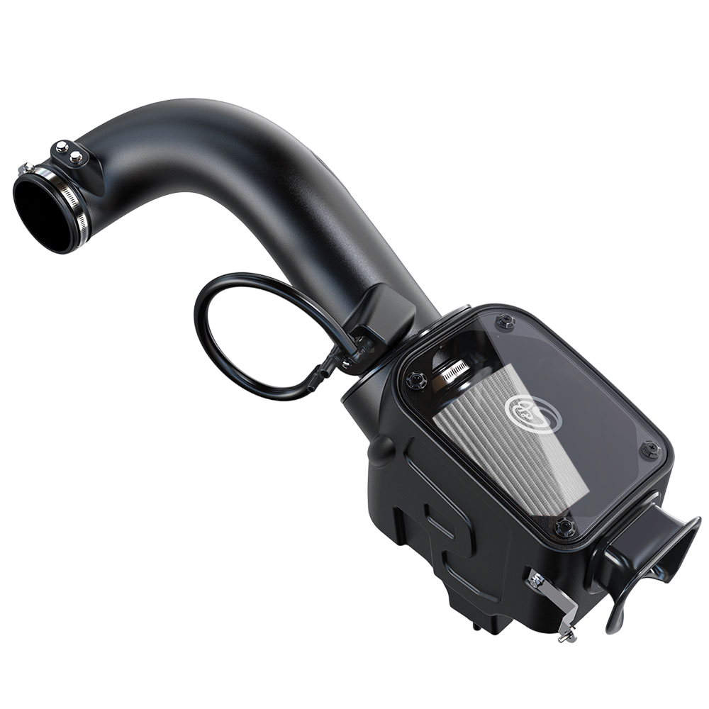 Dry Extendable Cold Air Intake for 2018-2023 Jeep Wrangler 2.0L Turbo on a white background

