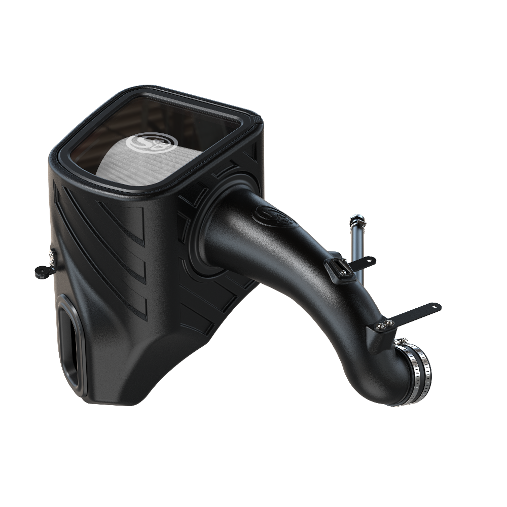 Dry Extendable Cold Air Intake for 2020-2025 Silverado / Sierra 2500 & 3500 6.6L Gas on a white background
