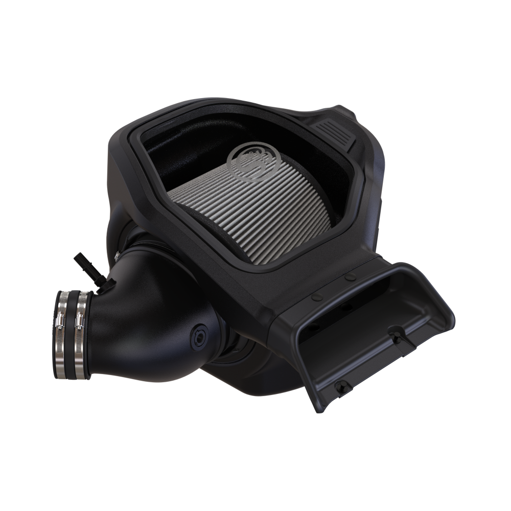 Dry Extendable Cold Air Intake for the 2023-2025 Ford F-150 Raptor R with 3.8L Whipple Supercharger on a white background