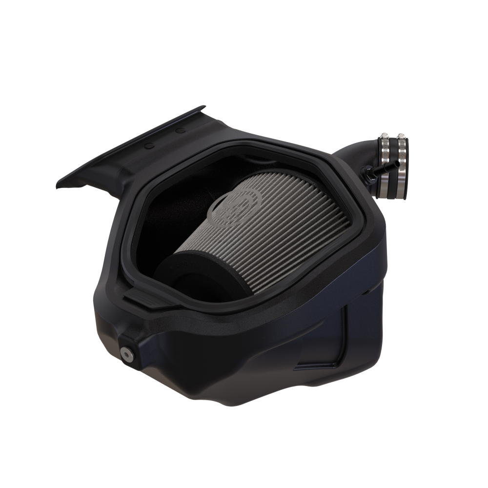 Dry Extendable Cold Air Intake for the 2023-2025 Ford F-150 Raptor R with 3.8L Whipple Supercharger on a white background