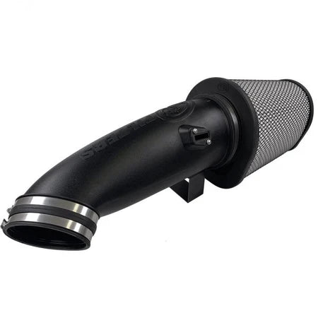 Dry Extendable Open Air Intake for 2017-2019 Ford Super Duty, 6.7L Powerstroke on a white background
