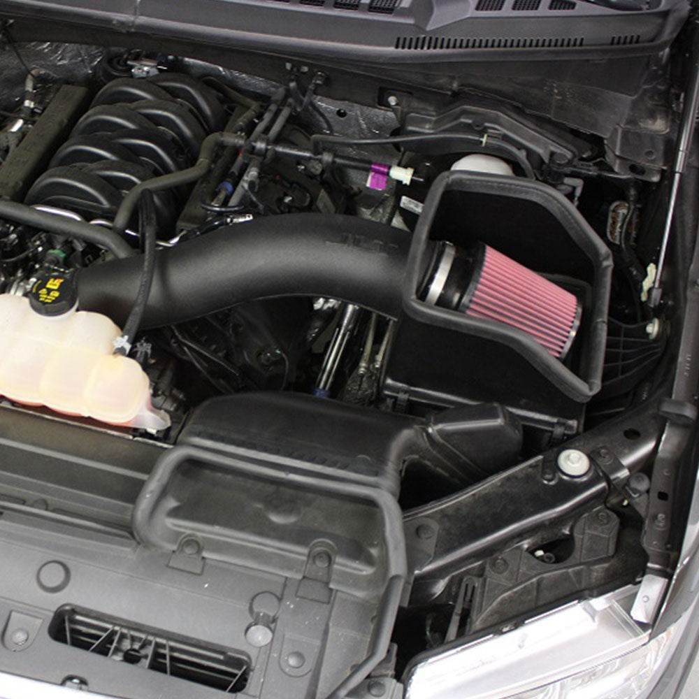 JLT Cold Air Intake for 2015-2016 F-150 5.0L - S&B installed in the engine compartment of a vehicle

