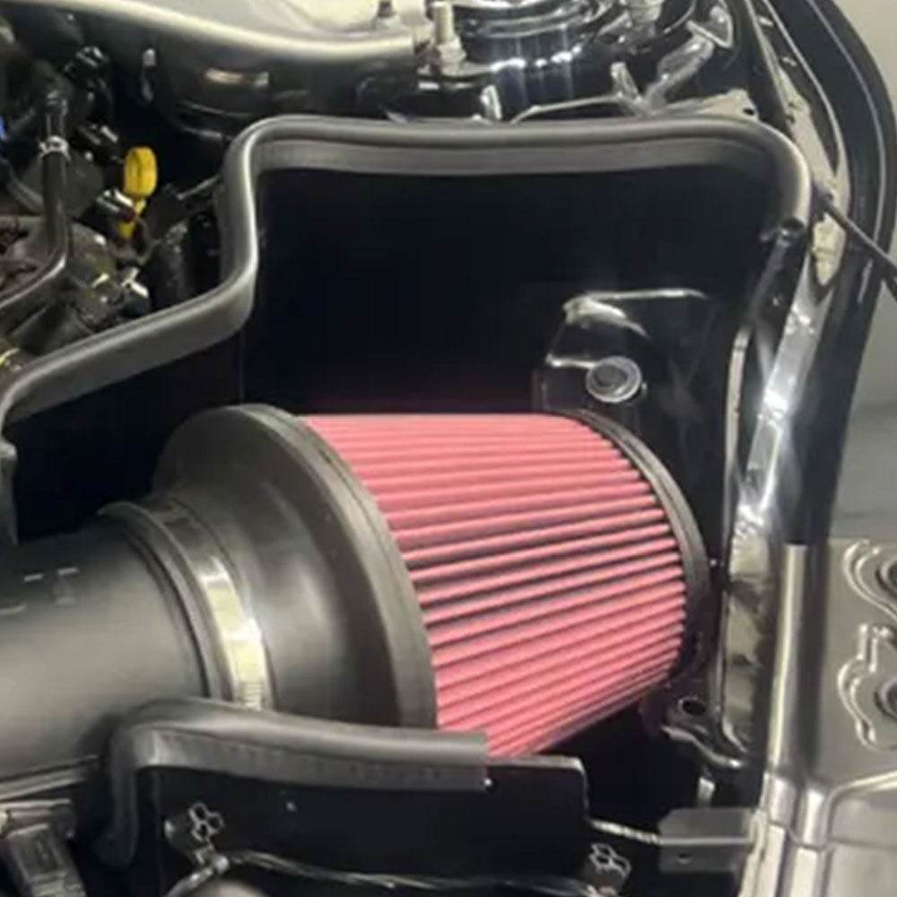 JLT Big Air Intake Kit 2019-2022 Mustang Bullitt / 2021-2022 Mustang Mach 1 - S&B installed in the engine compartment of a vehicle
