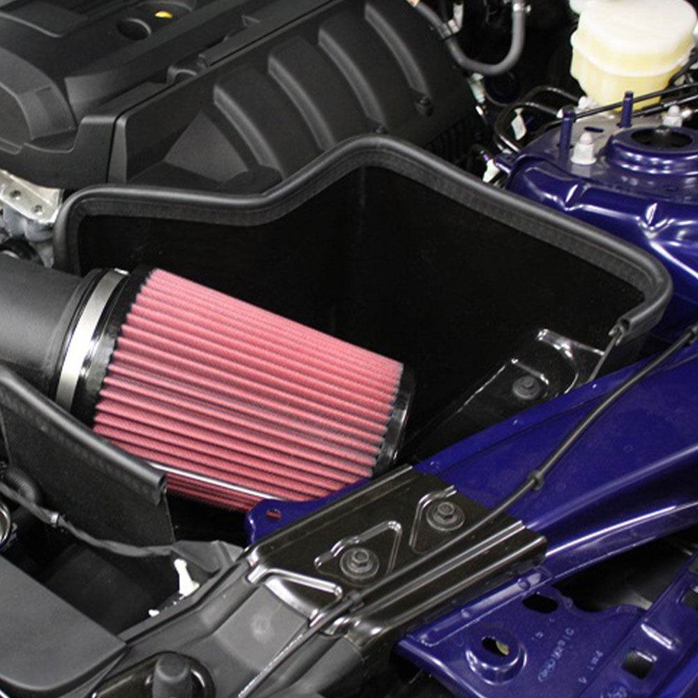 JLT Cold Air Intake for 2015-2017 Mustang V6 installed in the engine compartment of a vehicle
- S&B