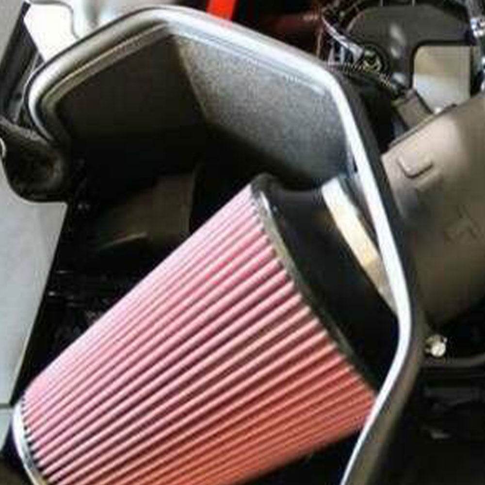 Close- up JLT Big Air Intake for 2011-2014 GT with Roush/Whipple/FRPP S/C - S&B installed in the engine compartment of a vehicle
