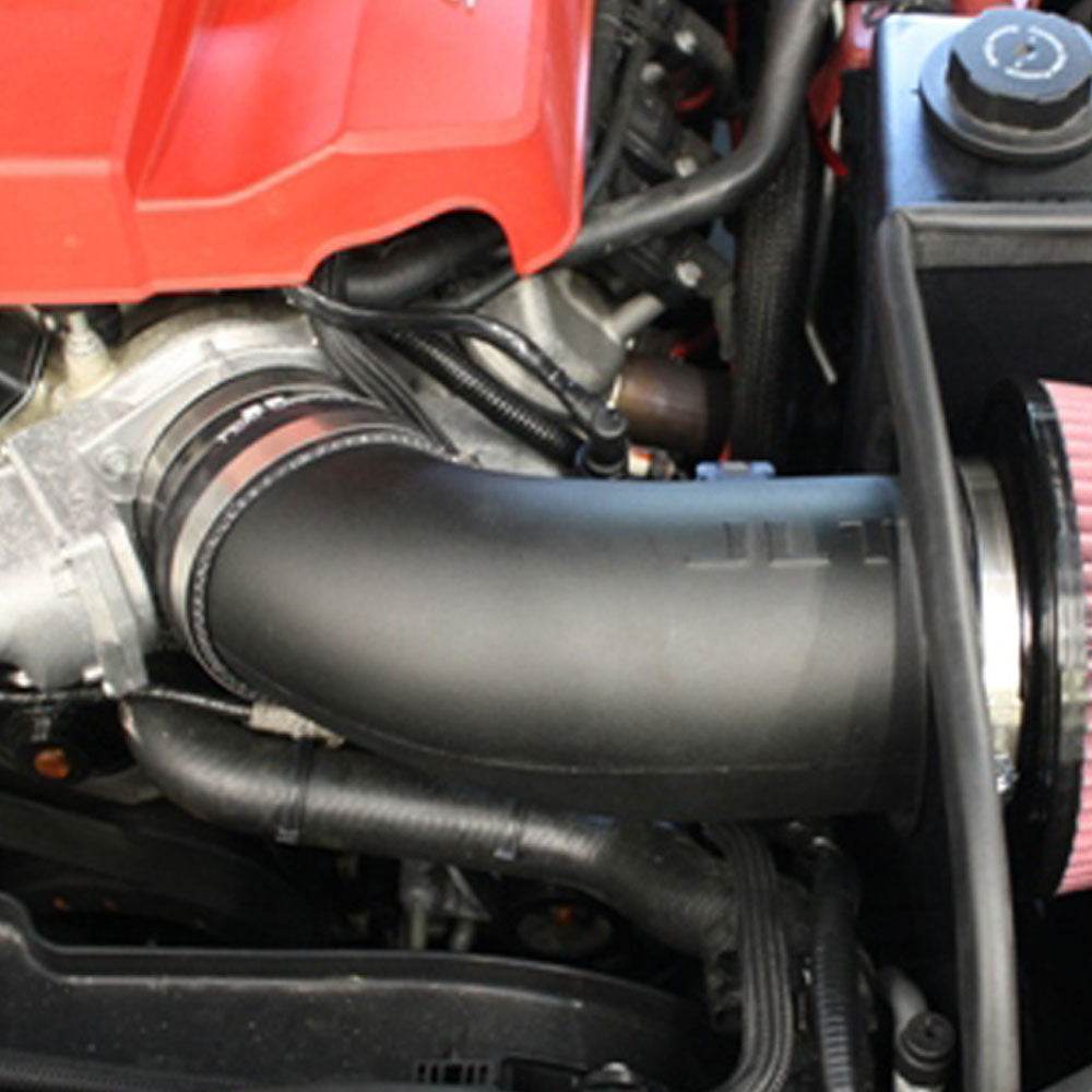 Close up JLT Big Air Intake for 2012-2015 Camaro ZL1 6.2L - S&B installed in the engine compartment of a vehicle
