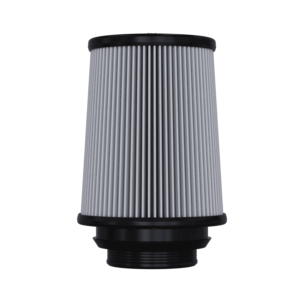Dry Extendable S&B Intake Replacement Filter for 75-5085-1 with black top and bottom on a transparent background