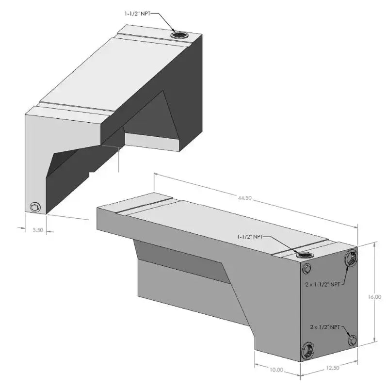 Diagram of an SB 22 Gallon Wheel Well Water Tank (Drivers Side) - S&B