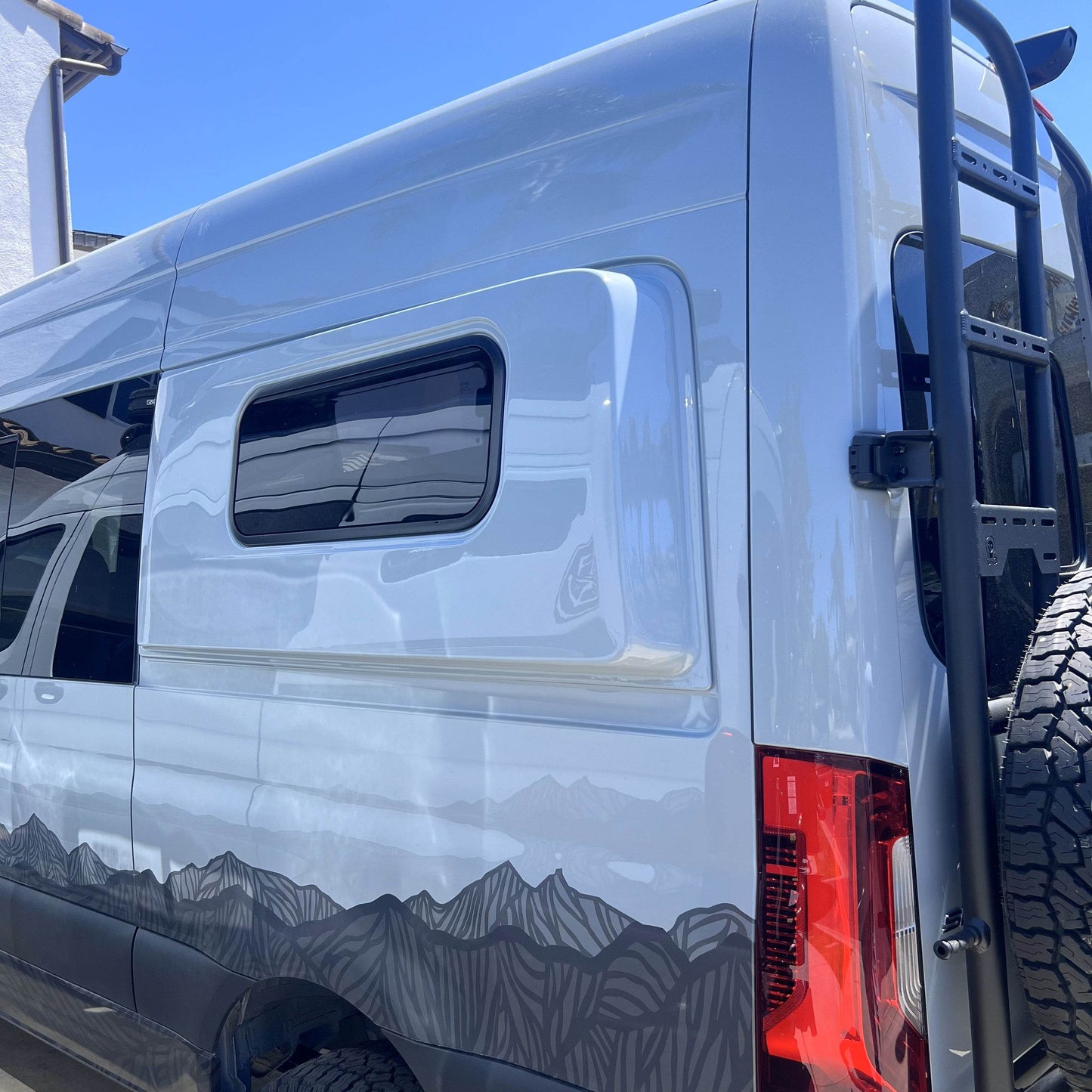 CRL Glass Awning Window w/ Clamp Ring (Driver Side) for Sprinter Van Wideout