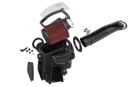 
  Car air filter with components on a transparent background
