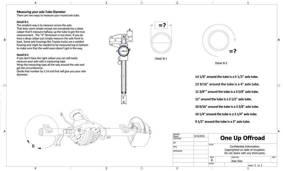 Diagram of an S&B  Under Axle Bar Mounts, 4-1/4in & 4-1/2in Axle, U-Bolts Down 