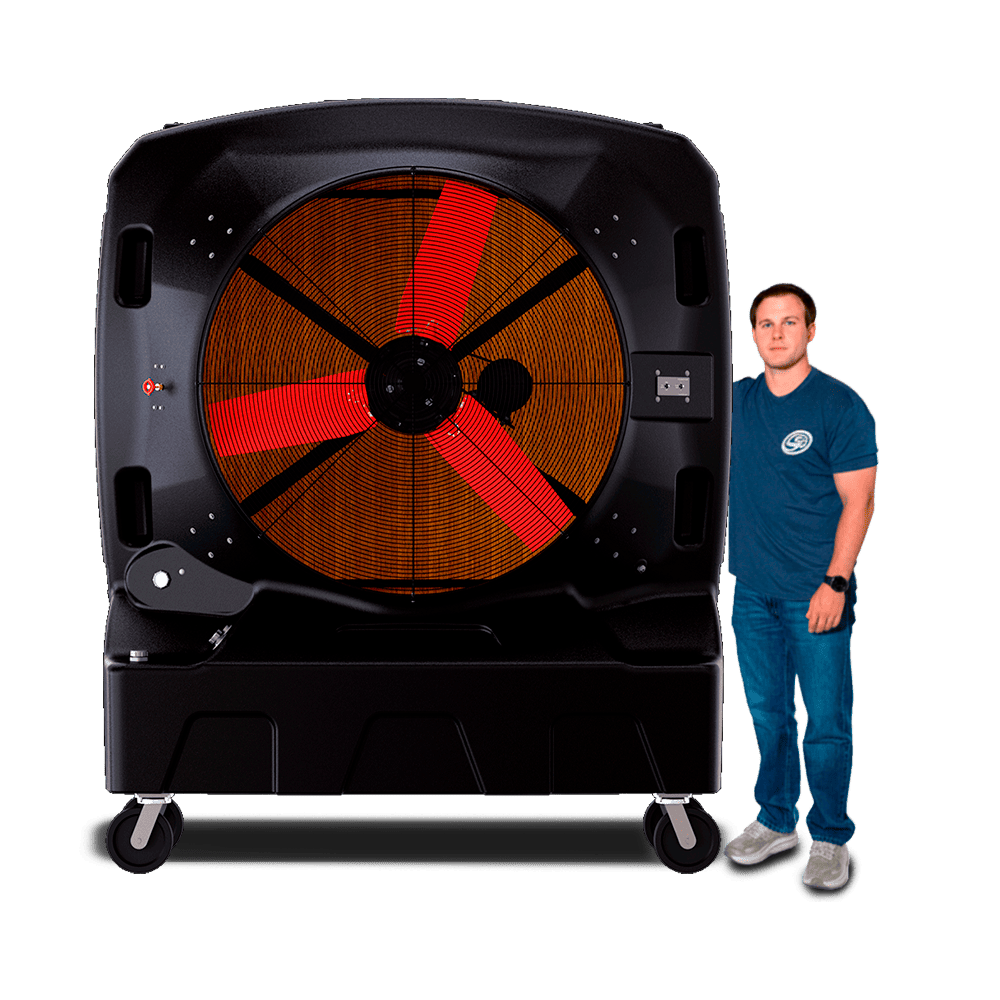 Diagram Size Comparison of a Large SB Evaps Evaporative Cooler and a Man