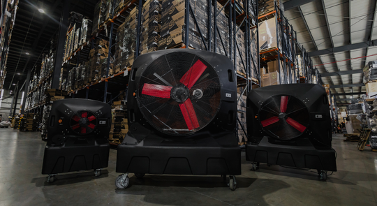 
  Premiun evaporative coolers in a werahouse
