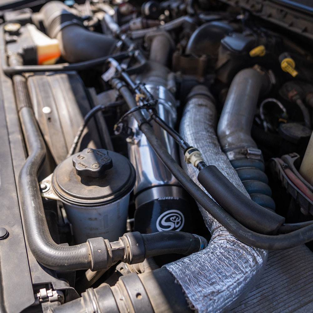 SB Filters Cold Side Intercooler Pipe for 2023-2025 Ford Powerstroke F-450 / F-550 6.7L installed in a car